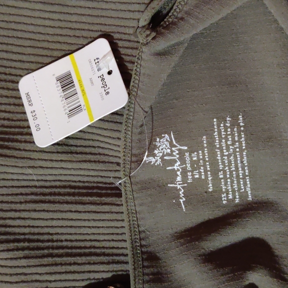 Free People army Green super stretchy ribbed tank top - Picture 5 of 5